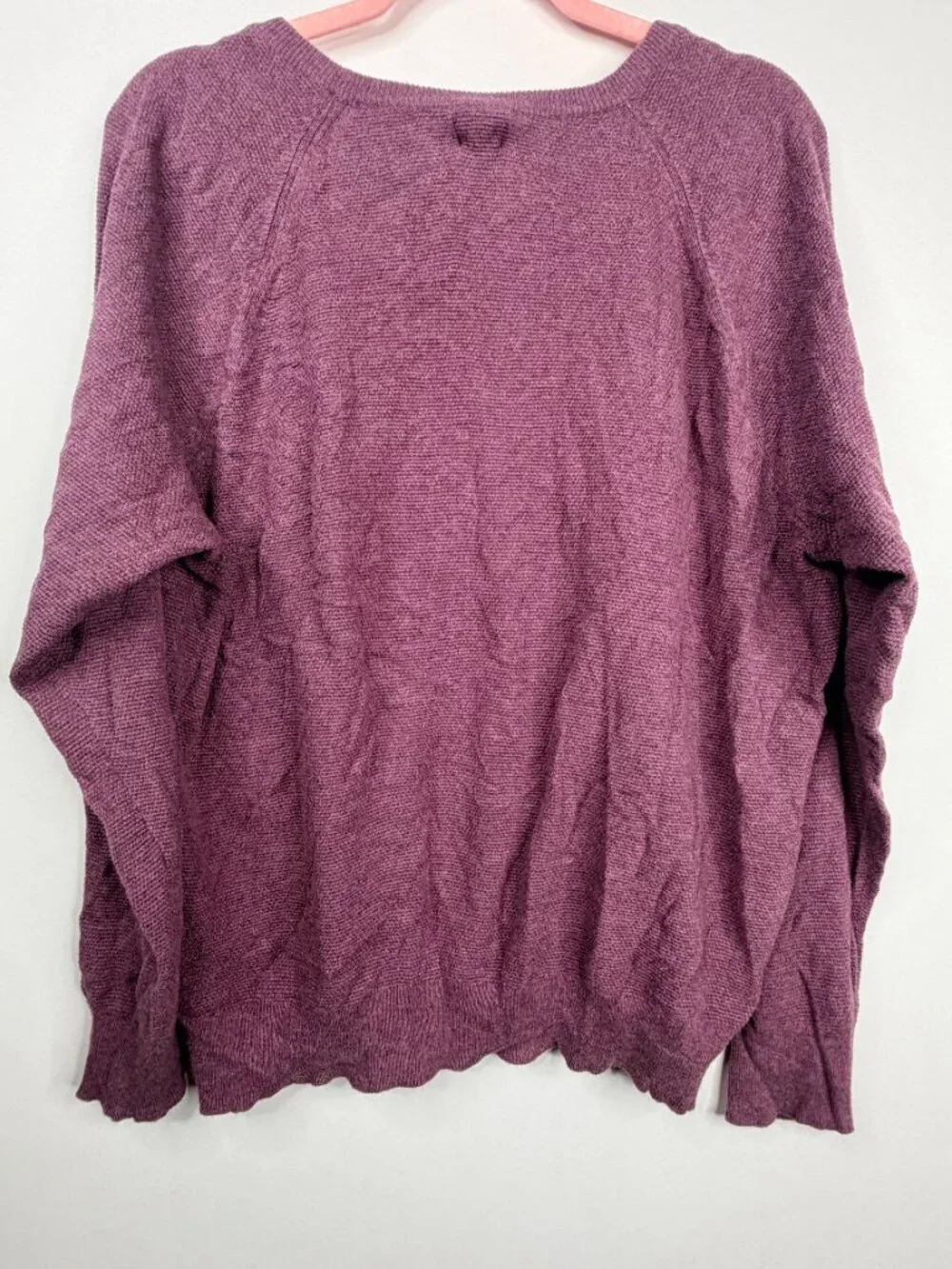 J. Crew Cotton Seed-Stitch Crewneck Sweater Raglan Sleeve Plum Large #A2849